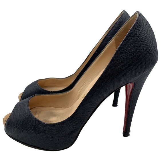 CHRISTIAN LOUBOUTIN Black Platform Heels Pumps Women’s Sz 35.5 US 5.5 - Picture 1 of 9